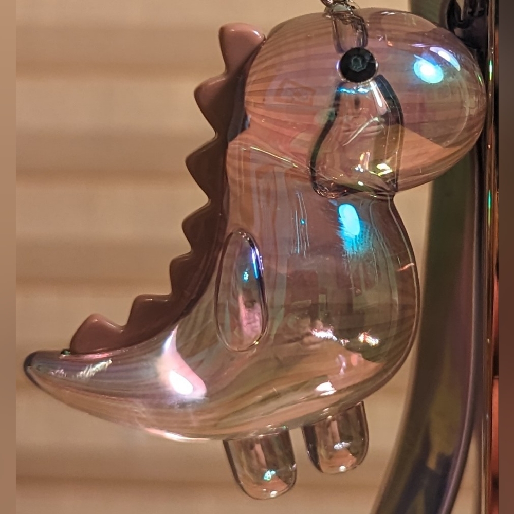 Grey Shimmery Translucent Acrylic Dinosaur Purse Charm/Keychain